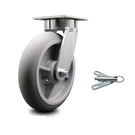 Service Caster 8 Inch Kingpinless Thermoplastic Rubber Wheel Swivel Caster with Swivel Lock SCC SCC-KP30S820-TPRRD-BSL